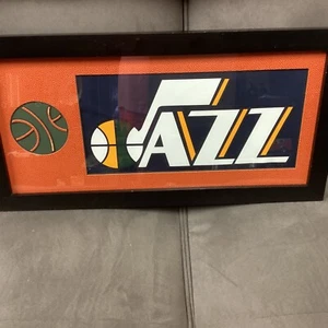 UTAH JAZZ BASKETBALL 21” X 10 1/2” GLASS FRAMED ART WORK - Picture 1 of 7
