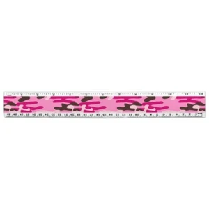 Pink Camouflage 12 Inch Standard and Metric Plastic Ruler - Picture 1 of 3