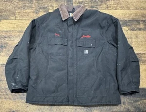 Carhartt C26-BLK Lined Duck Chore Jacket Coat Men 3XL Black Sara Lee Logo READ - Picture 1 of 12