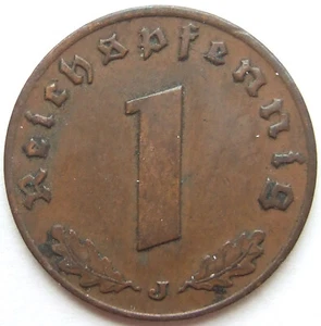 Coin German Empire 1 Reichspfennig 1936 J in Almost Extremely Fine - Picture 1 of 2