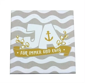 Bild Wandbild modern Hochzeit Spruch Ja grau gold Deko 20 x 20 cm - Picture 1 of 1