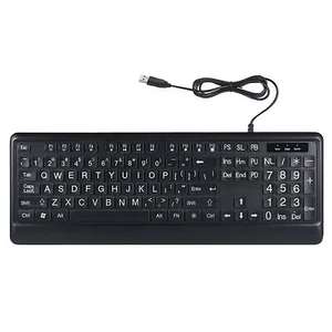 Large Print Backlit Keyboard, Wired USB Lighted Computer Keyboards - Picture 1 of 8