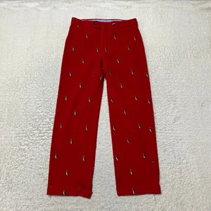 J McLaughlin Pants Men 32 Red Corduroy Penguins Straight Relaxed Trouser Cotton - Picture 1 of 18