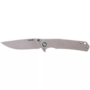 Ruike Folding Pocket Knife - Stonewash Stainless - 14C28N Steel - P801-SF - Picture 1 of 8