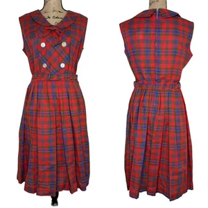 Vintage Modern Classics Sheath Dress Womens Size 20 Red Plaid Belt Buttons NEW - Picture 1 of 22