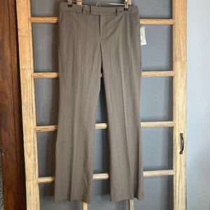 Neu mit Etikett Calvin Klein Damenhose braun Nadelstreifen Größe 6 Stretch Bootleg niedriger Bund - Bild 1 von 14