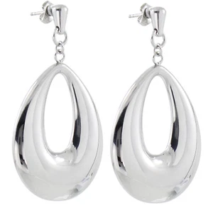 S. Michael Designs Stainless Steel Dangle Puff Pear Shape Earring - Picture 1 of 1