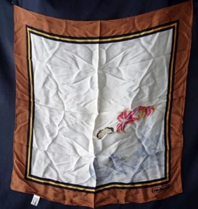 Bufanda de seda CACHAREL floral tostado negro y dorado con borde  - Imagen 1 de 3