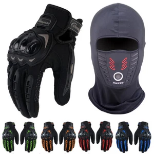 Motorcycle Gloves for Men Women Touchscreen Motorbike Riding Gloves + Balaclava - Picture 1 of 22