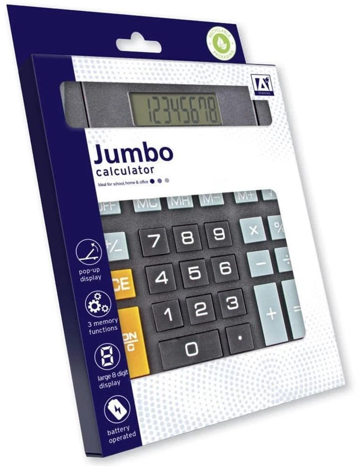 IGD (JDC/6) Jumbo Pop-up Display 8-Digit Display Desktop Black Calculator - Image 1 of 1