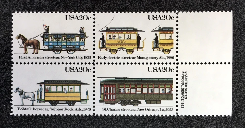 1983USA #2059-2062 20c Streetcars - Copyright Block 4  Mint - Image 1 of 1