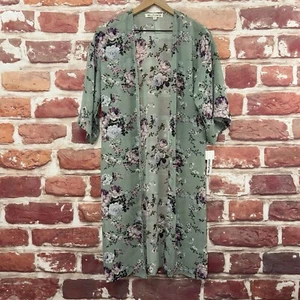 Wallflower Cardigan Shrug Top Womens XS Green Multicolor Floral Shirt Topper - Picture 1 of 9