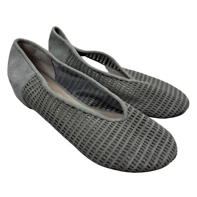 Eileen Fisher Parche Gris Sin Cordones Gamuza Perforada Oculto Cuñas Bajas Mujer Talla 7 Foto 1 de 4