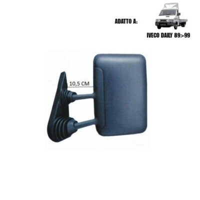 SPECCHIO RETROVISORE SINISTRO SX BRACCIO CORTO ADATTO A IVECO DAILY 1989 AL 1999 - Immagine 1 di 4