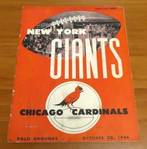 Programa de fútbol americano vintage New York Giants vs Chicago Cardinals 20 de octubre de 1946 - Imagen 1 de 3