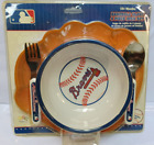 Atlanta Braves 4-piece baseball glove dish set, Plate Bowl Fork Spoon 12+ months