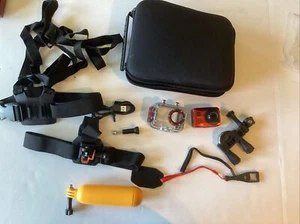 Red Vivitar DVR 786HD Full HD Digital Action Video Camera Set READ - Picture 1 of 17