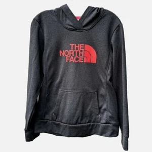 The North Face Fave Pullover Hoodie Women's Medium Gray Neon Pink Fleece A6S1 - Picture 1 of 12