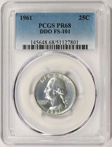 Cuarto de dólar Washington 1961 25c prueba FS-101 PCGS PR68 Pop 4/0 - Imagen 1 de 4