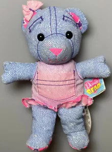 Peluche peluche vintage Mattel Arco Toys 8" Doodle Bear rosa blu fiocco morbido - Foto 1 di 2