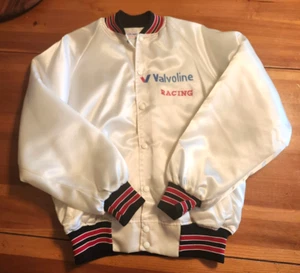 VTG 90s Mark Martin #6 NASCAR Racing Jacket ~ Valvoline White Satin Multi Size M - Picture 1 of 13