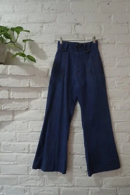 Pantalones de mezclilla para mujer vintage años 70 sin marca 100 % algodón acampanados XS bareback hippie boho Foto 1 de 4