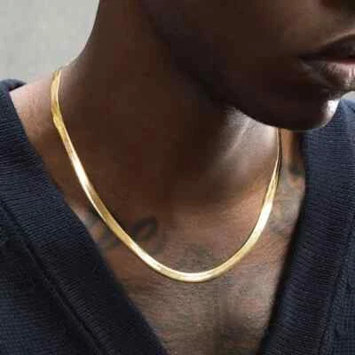 Collar de cadena de serpiente plana de 5,5 mm de oro amarillo macizo de 10K de 20" Foto 1 de 4