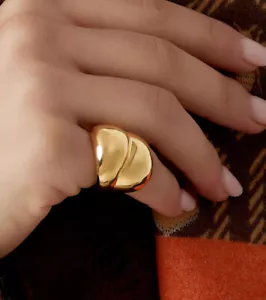 Anello in acciaio inox da donna anello da dito oro dichiarazione bellezza vintage anelli partner - Foto 1 di 4