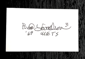 BUD HARRELSON added "69 METS" NEW YORK METS SS SIGNED AUTOGRAPHED INDEX CARD 3X5 - Picture 1 of 1