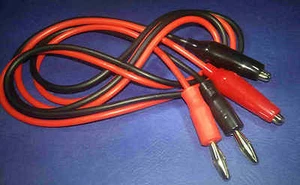Test Equipment PSU Multimeter leads ... 4mm To Crocodile Clip ... Red and Black - Picture 1 of 1