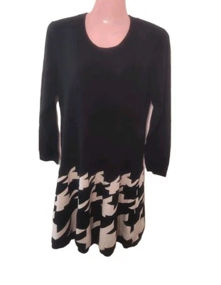 Vestido suéter tejido elástico manga larga XL blanco negro Jax para mujer  Foto 1 de 4