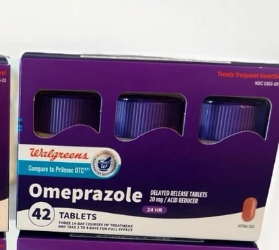 Paquete de 8 comprimidos de omeprazol de liberación retardada de 20 mg, reductor de ácido, trata la acidez estomacal Foto 1 de 3