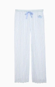 💙 PINK x LoveShackFancy Pantalones para Dormir SEDADOSOS Logo Mania Azul Nuevos en Mano - Imagen 1 de 5