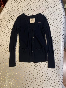 Hollister Button Cardigan Sweater Womens Medium Dark Blue “Missing One Button” - Bild 1 von 9
