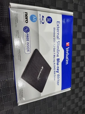 Verbatim External Slimline Blu-ray Writer - Blu-ray and DVD RW Drive - 43890 - Image 1 of 3