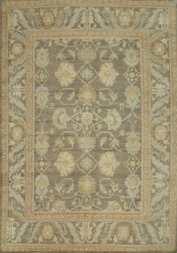 Transitional Oushak Turkish Rug 10x12 Ft Hand-Knotted Vegetable Dye Wool Carpet - Image 1 of 4