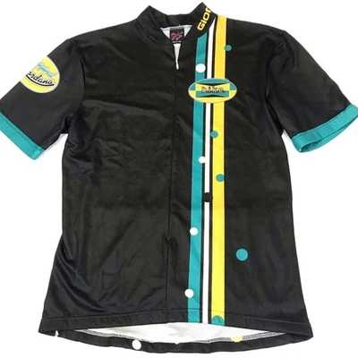 Giordana Cycling Jersey Adult Medium Black Yellow B.I.K.E Made in Italy FULL zip - Image 1 of 4