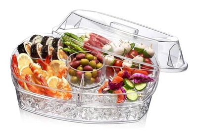 Prodyne Appetizers on Ice w/Lids, 5 Compartments NWT - Image 1 of 4