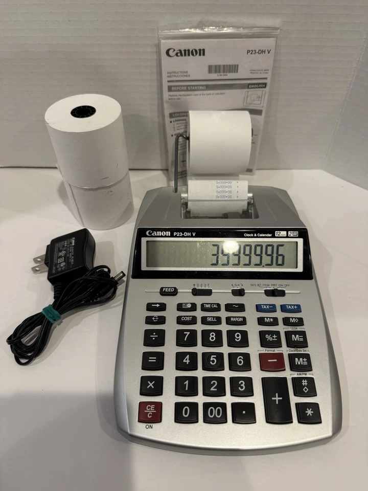 Canon P23-DH V Desktop Printing Calculator Date/Time 12 Digits W/3 Rolls Paper - Image 1 of 1