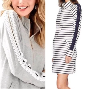 2- Vestidos Lilly Pulitzer Patrón Popover Para Mujer XL AZUL MARINO RAYAS Y ENCAJE GRIS USADOS EN EXCELENTE ESTADO - Imagen 1 de 15