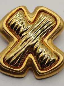 Broche prendedor vintage de diseñador tono dorado para mujer "X" 2" - Imagen 1 de 3