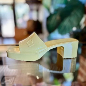 GUCCI gelbe Gummi Pantoletten Heels 36 - Bild 1 von 6
