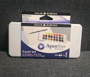 Daler Rowney Aquafine 24-pc Watercolour + 1-Brush Travel Box Set! NEW & SEALED - Picture 1 of 6