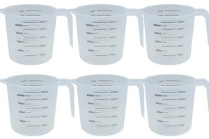 6x Messbecher 500ml Kunststoff – Set für Küche, Werkstatt, Schulen,Farbe & Labor - Bild 1 von 2