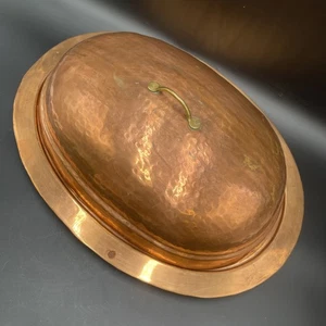 Large Vintage Hand Hammered Copper Domed Lid Serving Platter Holiday Serving - Picture 1 of 8