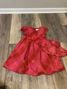 American Girl Doll Tartan Taffeta Dress Size 5 + Dress For Bitty Baby - Picture 1 of 7