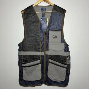 NWT Beretta Two Tone Mesh Shooting Vest 2XL Loden Gray Navy Cotton Leather XXL - Picture 1 of 11