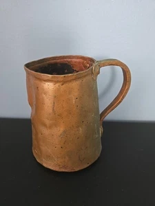 Antique Primitive Rustic Handmade Copper Pitcher 6" Tall Heavy - Picture 1 of 10