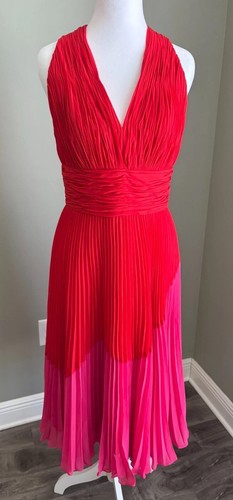 Abito donna Carmen Marc Valvo rosso impero Halter plissettato aderente svasato San Valentino 4