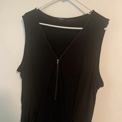 Traje de juego sin mangas para mujer talla 2X cuello en V cremallera negro una pieza largo Foto 1 de 4